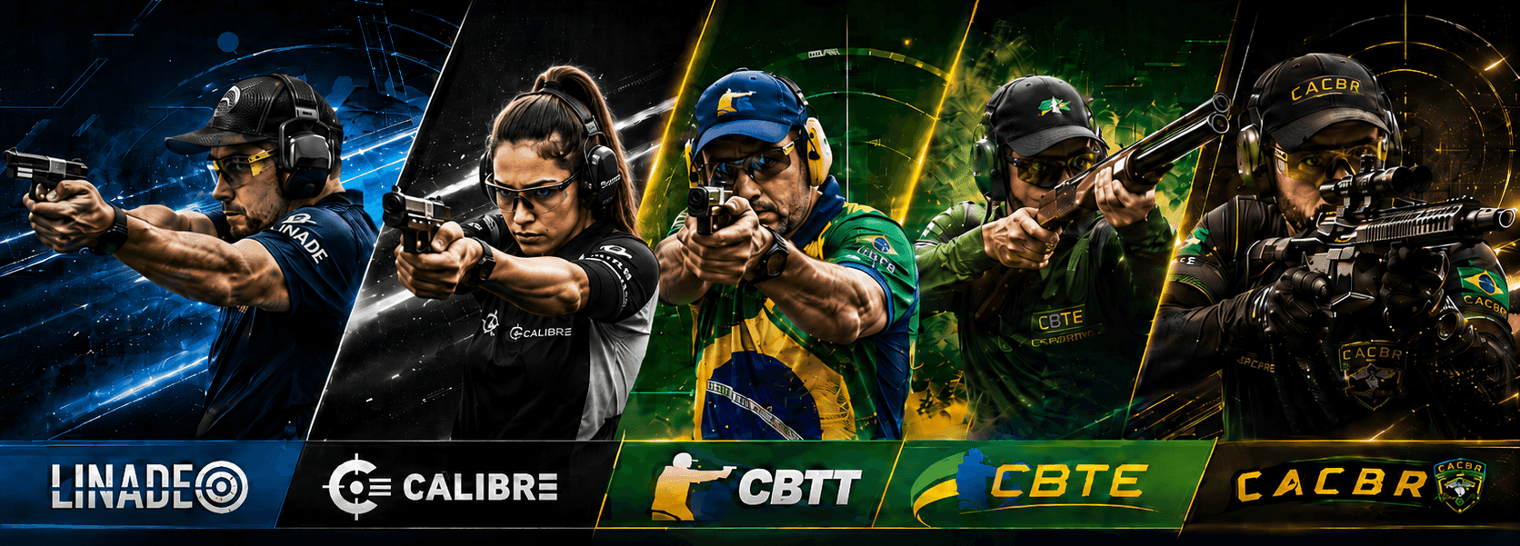 Atletas de tiro esportivo representando LINADE, Calibre, CBTT, CBTE e CACBR