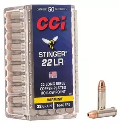 MUNIÇÃO CCI .22 LR STINGER HP AMMO 32 GRAINS 50un
