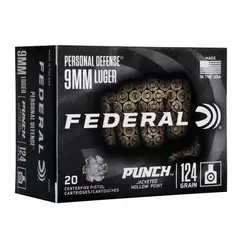 MUNIÇÃO FEDERAL 9MM 124 GR PUNCH JHP 20un