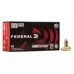 MUNIÇÃO FEDERAL 9MM LUGER 124GR FMJ AMERICAN EAGLE 50un
