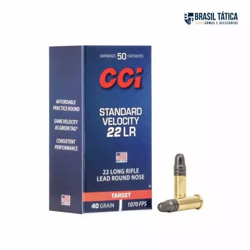 MUNIÇÃO CCI .22 LR STANDARD VELOCITY 40GR 50un