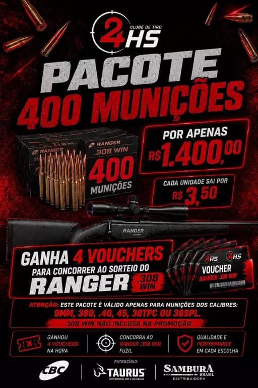 PACOTE DE 400 MUNIÇÕES - MUNIÇÃO DE SALDO NA CASA RANGER DAY