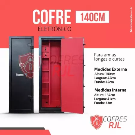 COFRE ELETRONICO 140CM ARMAS LONGAS E CURTAS - COFRES RJL