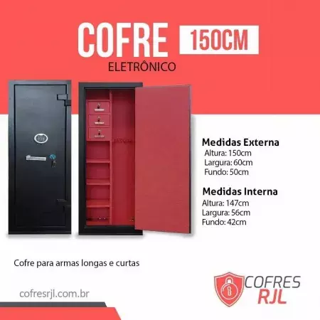COFRE ELETRÔNICO 150 CM ARMAS LONGAS CHAVE TETRA RJL150E