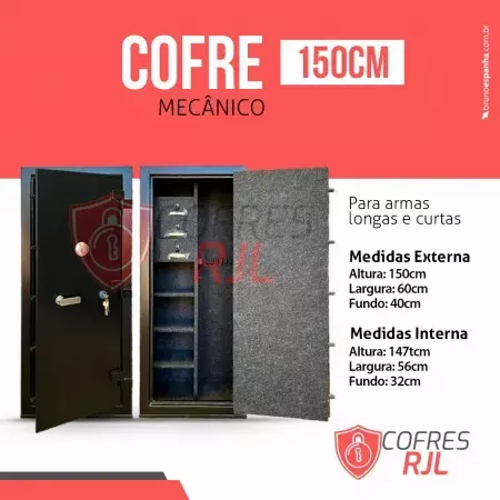 COFRE PARA ARMAS LONGAS 150CM RJL150
