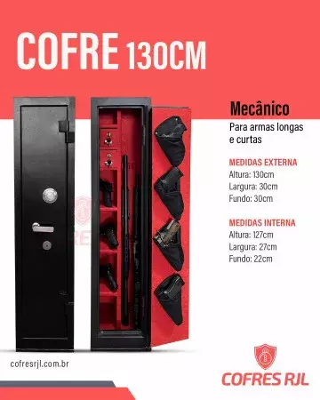 COFRE 130CM PARA ARMAS LONGAS E CURTAS RJL130