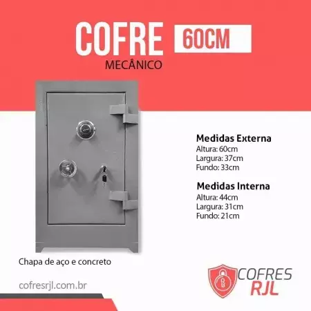 COFRE 60CM EM CHAPA DE AÇO E CONCRETO - COFRES RJL