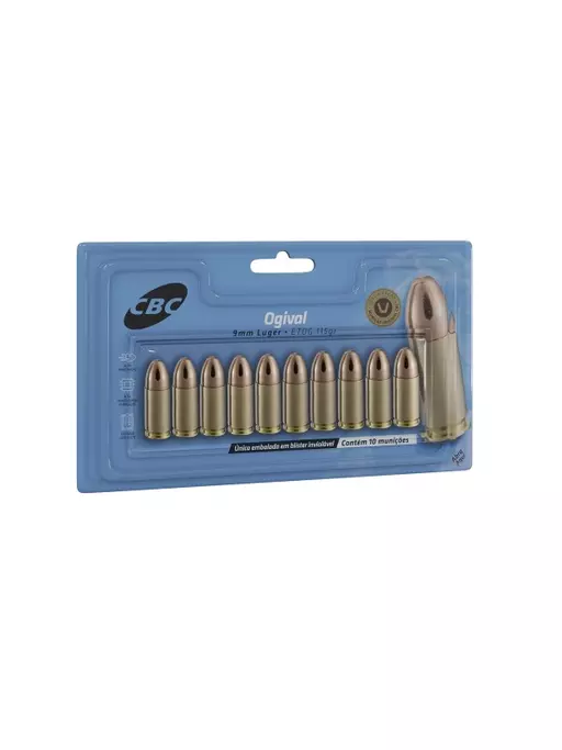 CARTELA MUNIÇÃO CBC 9MM ETOG 115GR