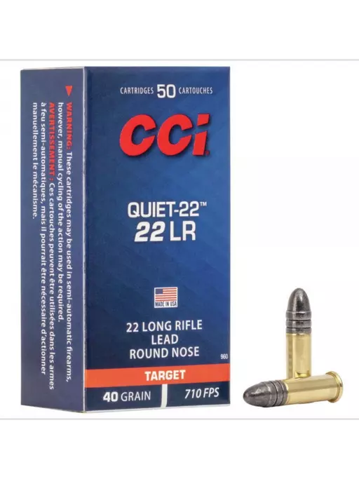 MUNIÇÃO CCI .22LR QUIET 40 GR 50un