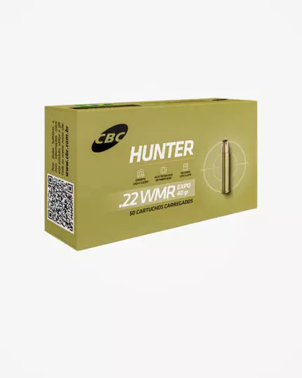 MUNIÇÃO CBC .22 MAGNUM EXPO 40GR HUNTER 50un