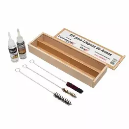 KIT DE LIMPEZA PARA ARMAS CURTAS - CALIBRE .9MM/.38/.380 (CASE MADEIRA) - CORROSIONX
