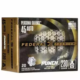 MUNIÇÃO FEDERAL .45 AUTO JHP 230GR PUNCH 20un