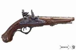 REPRODUÇÃO PISTOLA PEDERNEIRA NAPOLEÃO DOIS CANOS DENIX