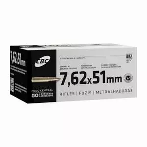 MUNIÇÃO CBC 7,62X51MM COMUM (NATO BALL) 144GR 50un