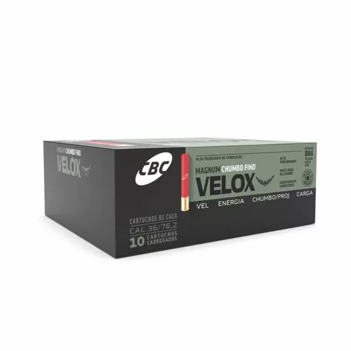 MUNIÇÃO CBC 36/76,2 VELOX MAGNUM 3" CHUMBO FINO 10un
