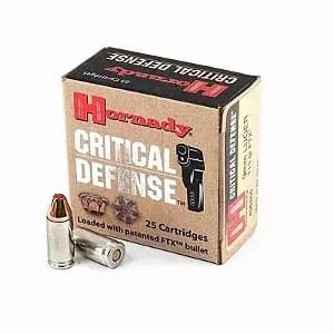 MUNIÇÃO HORNADY 9MM FTX CRITICAL DEFENSE 115GR 25un