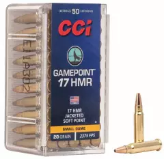 MUNIÇÃO CCI .17 HMR GAMEPOINT SJSP 20GR 50un