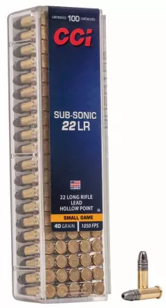 MUNIÇÃO CCI .22LR SUBSONIC SMALL GAME 40GR HP
