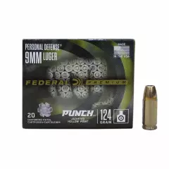 MUNIÇÃO FEDERAL 9MM PUNCH 124GR JHP 20un