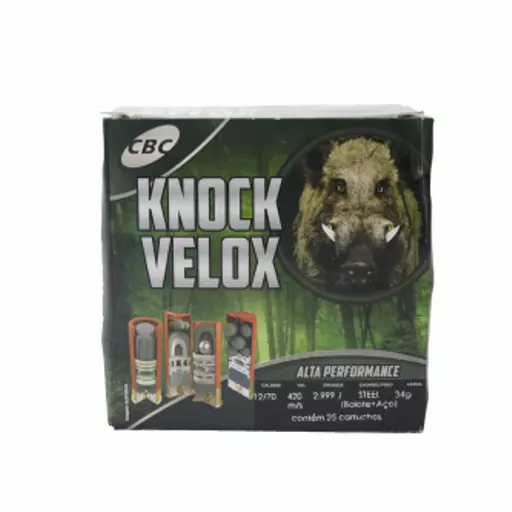 MUNIÇÃO CBC 12 GA KNOCK STEEL 34G 25un