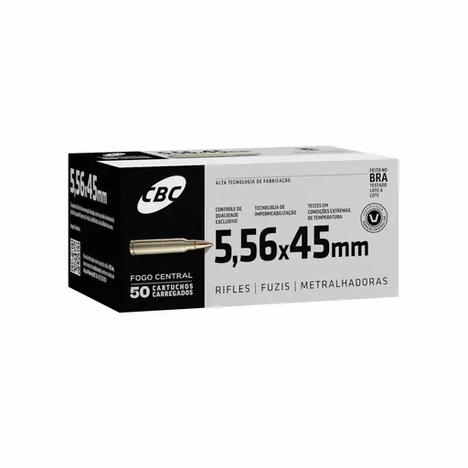 MUNIÇÃO CBC 5,56x45mm COMUM TREINA 55GR