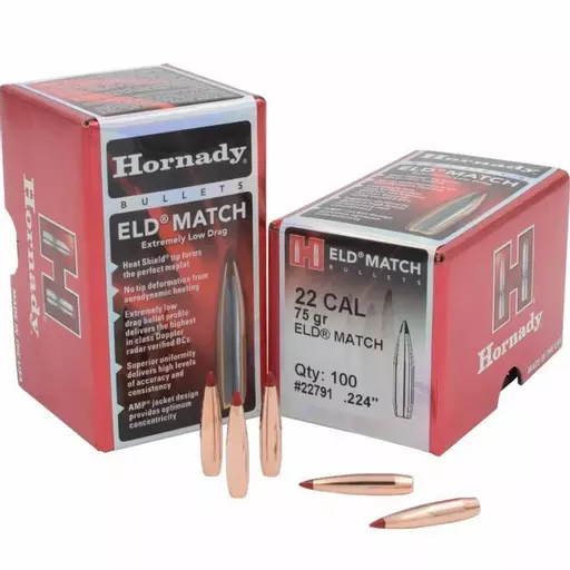 PROJÉTIL HORNADY .224 75 GR ELD MATCH 100un