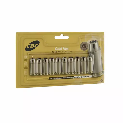 MUNIÇÃO .40 S&W EXPO GOLD HEX 155GR