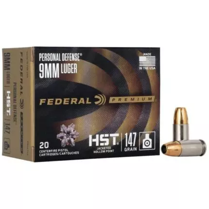 MUNIÇÃO FEDERAL 9mm HST JHP 147GR 20un
