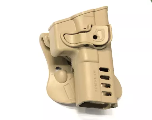 COLDRE SOCOLDRES GLOCK 9MM, 380ACP E 40SW - COR COYOTE - ROTATIVO COM TRAVA