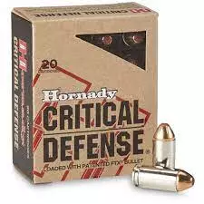 MUNIÇÃO HORNADY .45 ACP FTX 185GR CRITICAL DEFENSE 20un