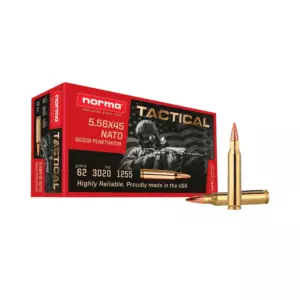 MUNIÇÃO NORMA 5,56mm FMJ 62GR SS109 RANGE & TRAINING 50un